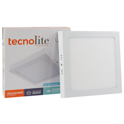 Lámpara de Techo LED Tipo Plafón para Interior Luz Fría 18W Blanco Tecnolite