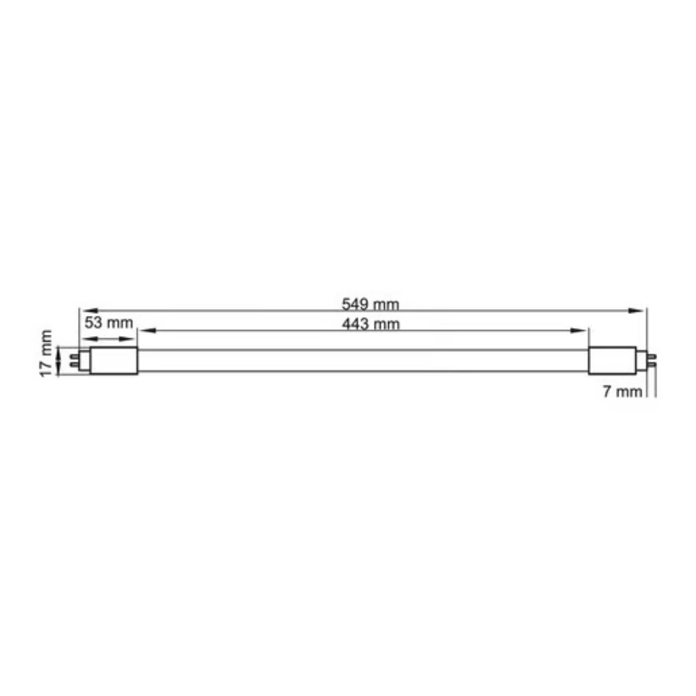 Lámpara de Tubo LED T5 Luz Fría 8W Base G5 Cristal Tecnolite