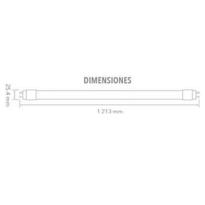 Lámpara de Tubo LED T8 Luz Fría 18W Base G13 Cristal Tecnolite