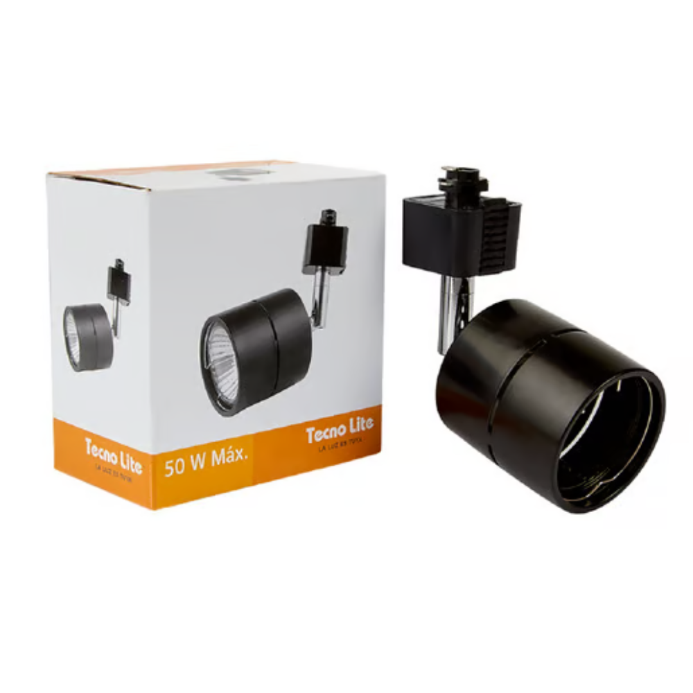 Lámpara para riel tipo spot dirigible Base GU10 50W Negro Tecnolite