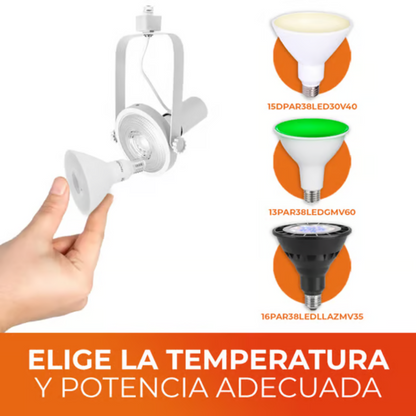 Lámpara para riel tipo spot dirigible E27 18W Blanco Bellizi Tecnolite