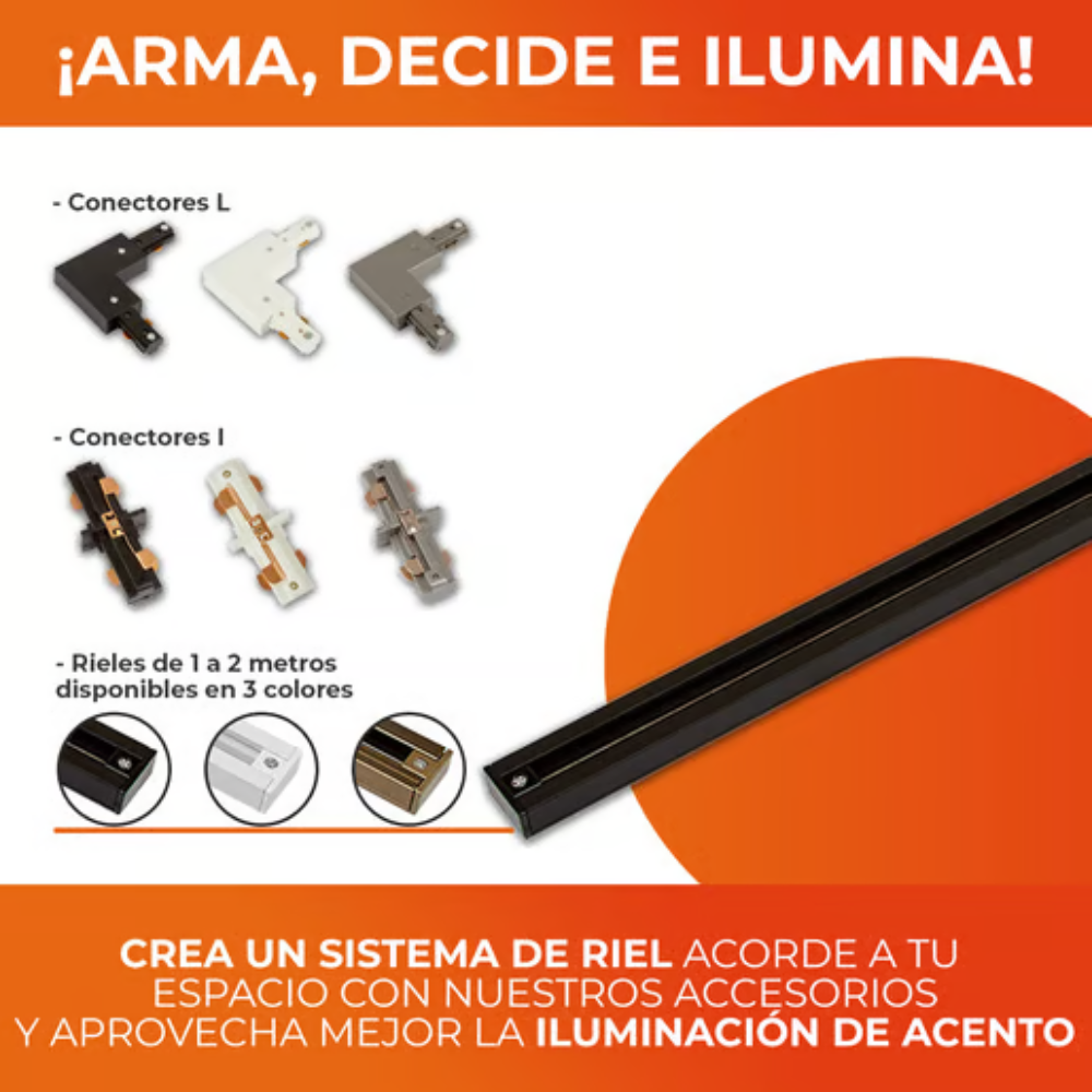 Lámpara para riel tipo spot dirigible E27 PAR38 Blanco Tecnolite