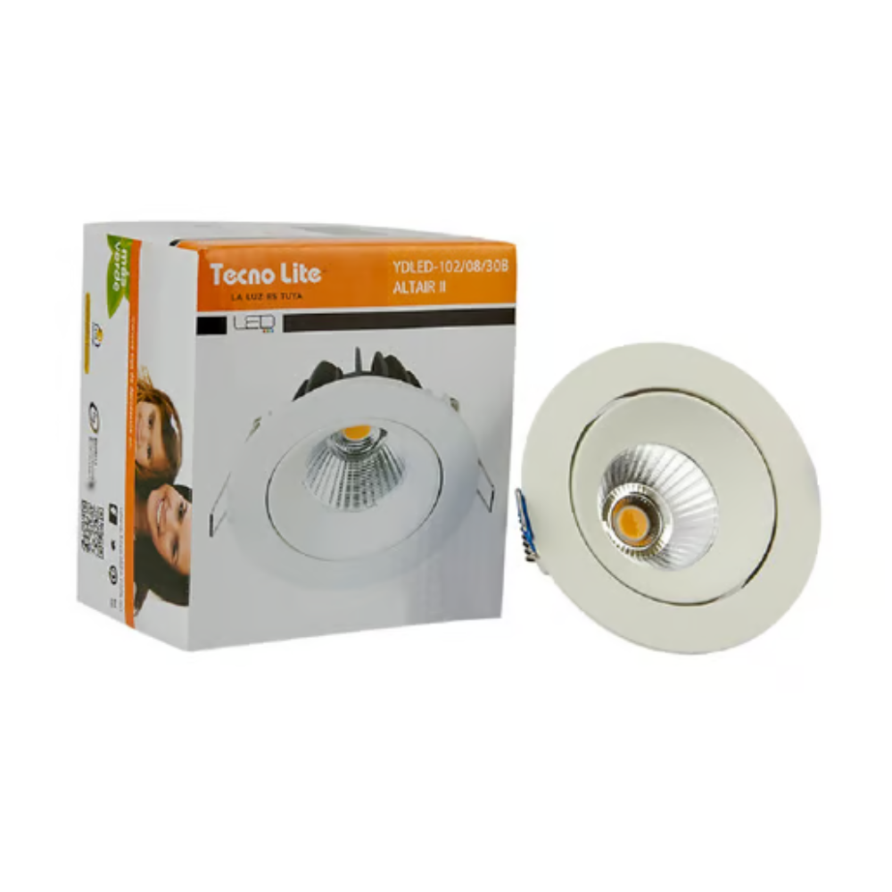 Lámpara techo LED dirigible empotrable 6.5W Luz Cálida 540lm Blanco Altair II Tecnolite