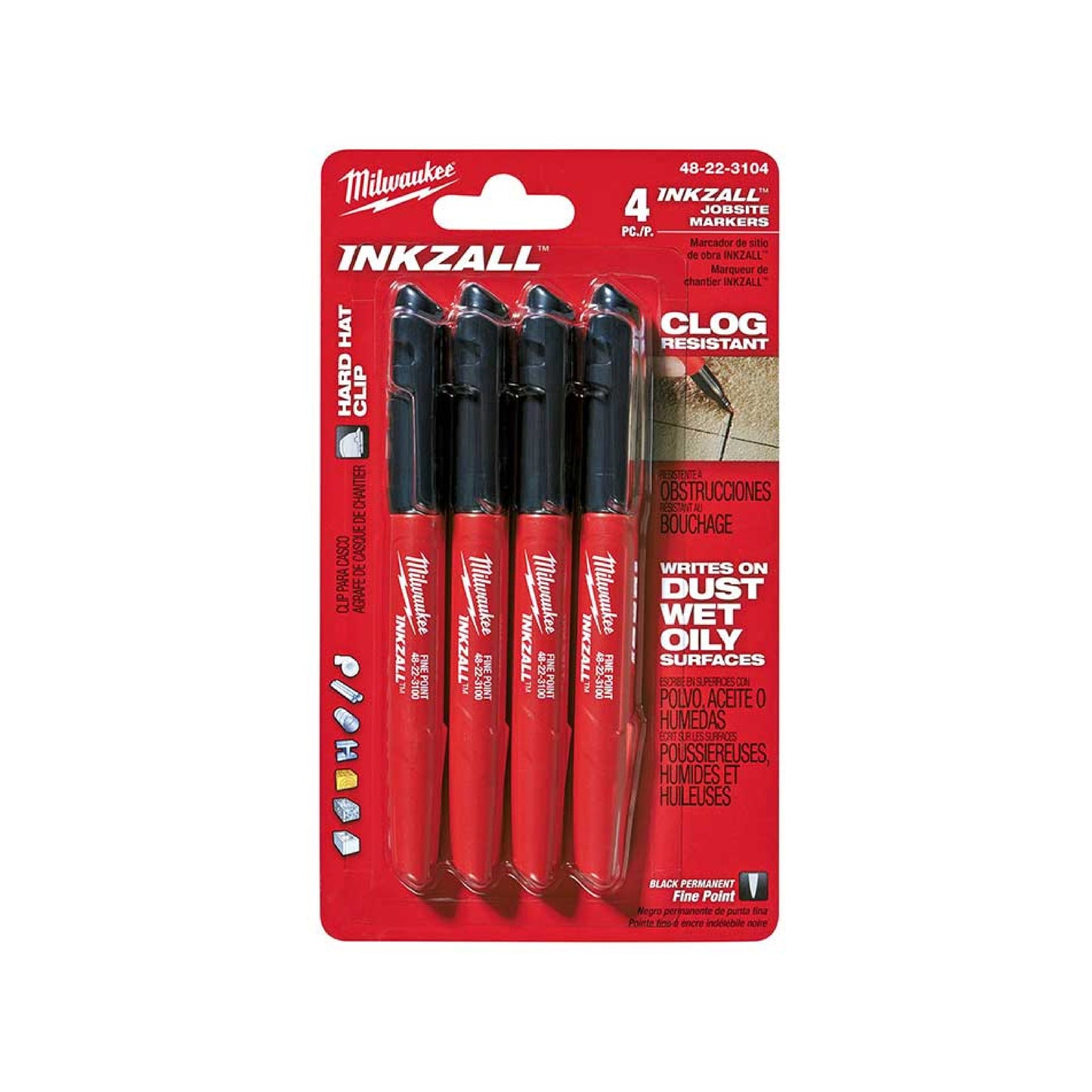 Marcadores Punto Fino Color Negro INKZALL™ Milwaukee (4 pzs.)