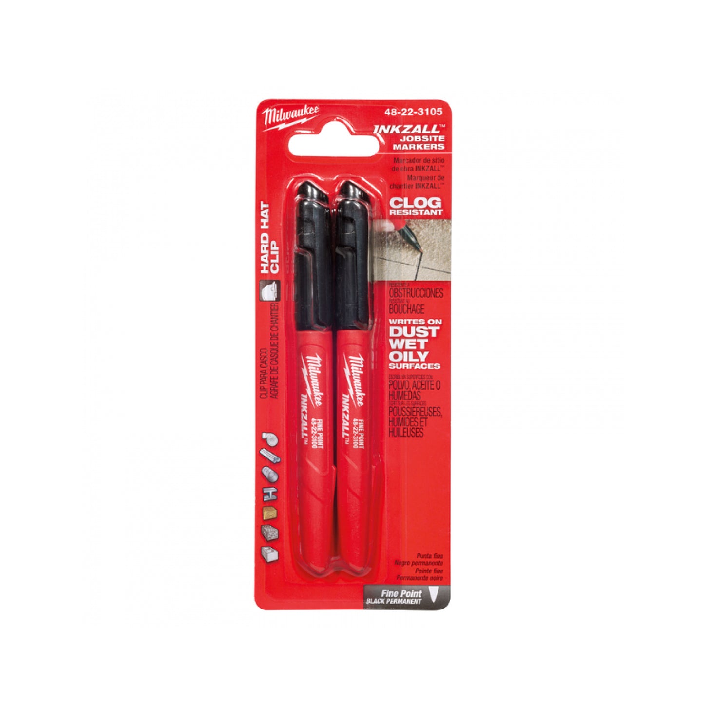 Marcadores Punto Fino Color Negro INKZALL™ Milwaukee (2 pzs.)