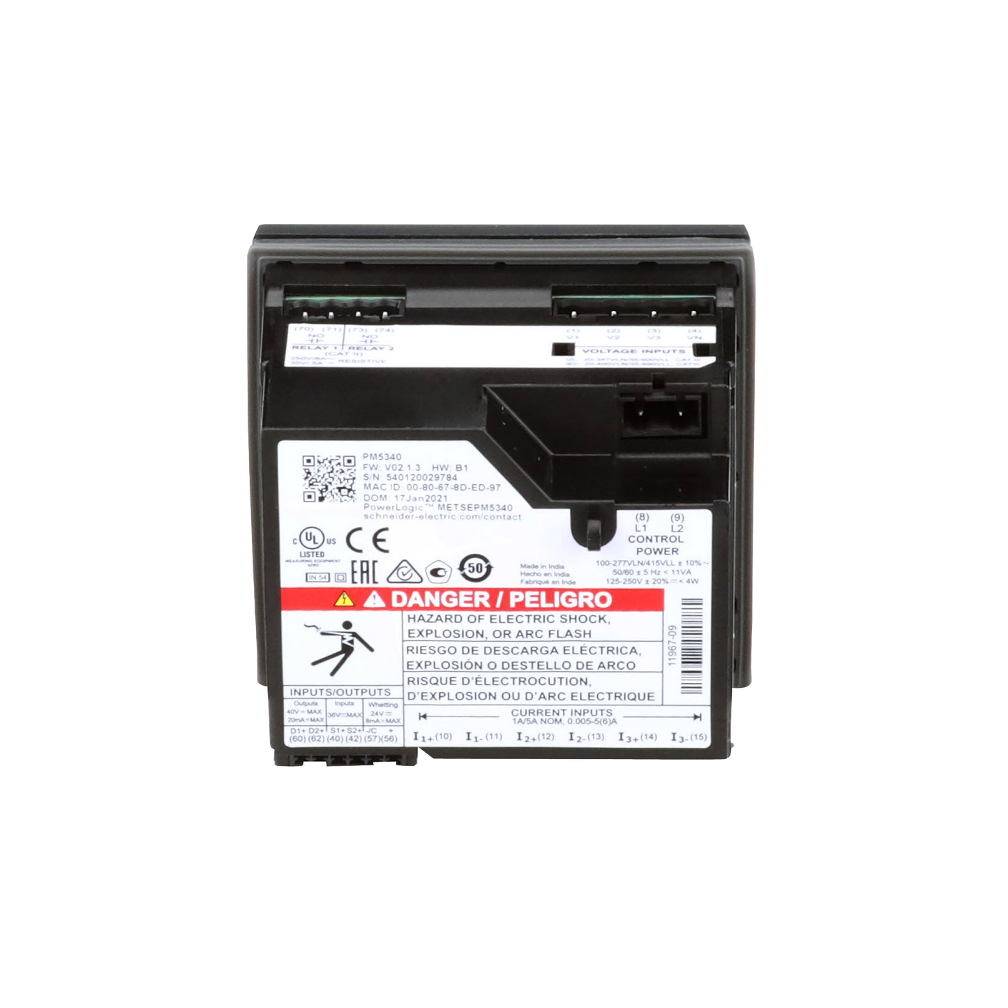 PM5340 Analizador con ETHERNET-Hasta 31st H-256k 2di/2do 35 Alarmas-Panel Schneider Electric METSEPM5340