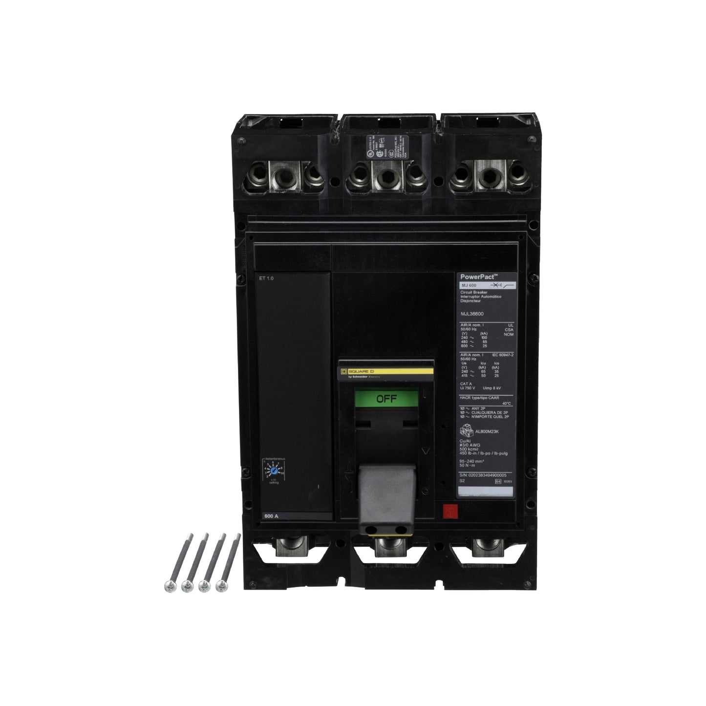 M 65 kA 3 P 600V 600A Et 1.0 Schneider Electric MJL36600