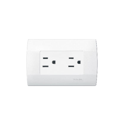 Contacto Dúplex con Placa Marisio de 15A, 127 VCA, 1 X 3 Módulos, 2 P+t, Color Blanco Schneider Electric MWD60604