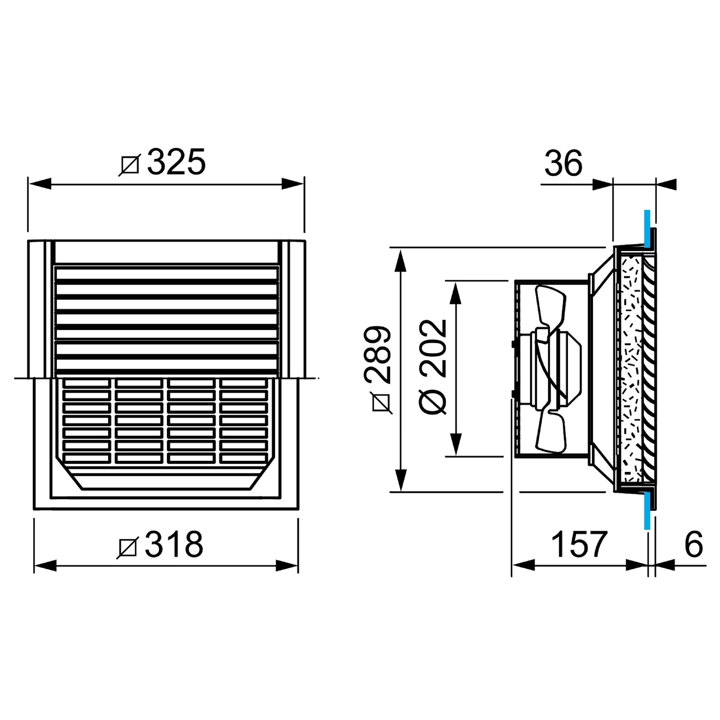 Gabinete Eléctrico, Rejilla Salida Plástico, Orificio 125x125 MM Dim Ext 137x117 MM IP 54 Schneider Electric NSYCAG125LPF