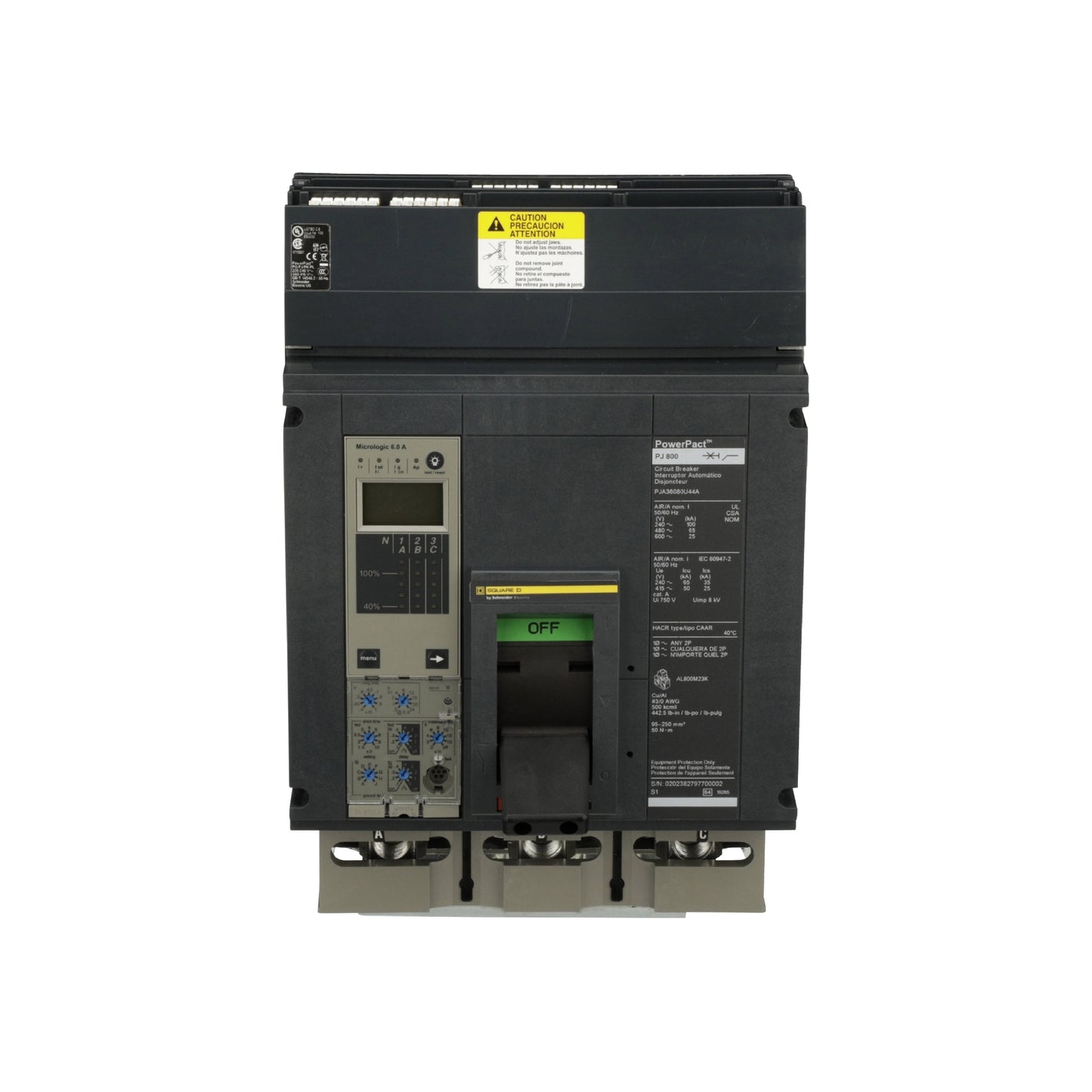 P 65 kA 3 P 600V 800A Schneider Electric PJA36080U44A