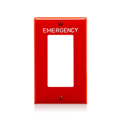 Placa de 1 Unidad "Emergency" Nylon Rojo Leviton
