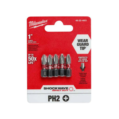 Juego de Puntas de Impacto Tipo Phillips #2 (5 pzs.) Milwaukee