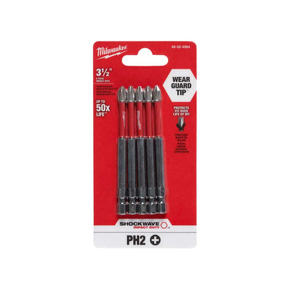 Puntas de Impacto #2 de 3-1/2” SHOCKWAVE™ (5 pzs.) Milwaukee