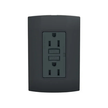 Placa Armada con Contacto Dúplex 2P+T 15A Falla a Tierra color Negro Marisio Schneider Electric MWD60787