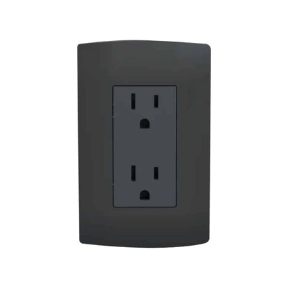Placa Armada con Contacto Dúplex 2P+T 15A color Negro Marisio Schneider Electric MWD60607