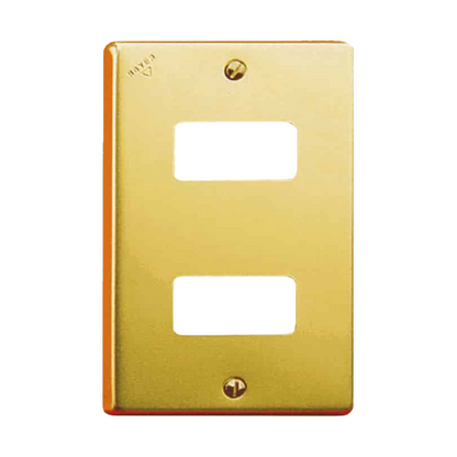 Placa de 2 Módulos Aluminio Dorado con Tornillos y Chasis Royer