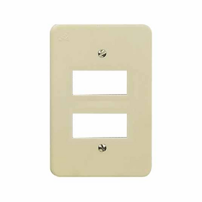 Placa de 2 módulos plástico Marfil c/tornillos y chasis Royer