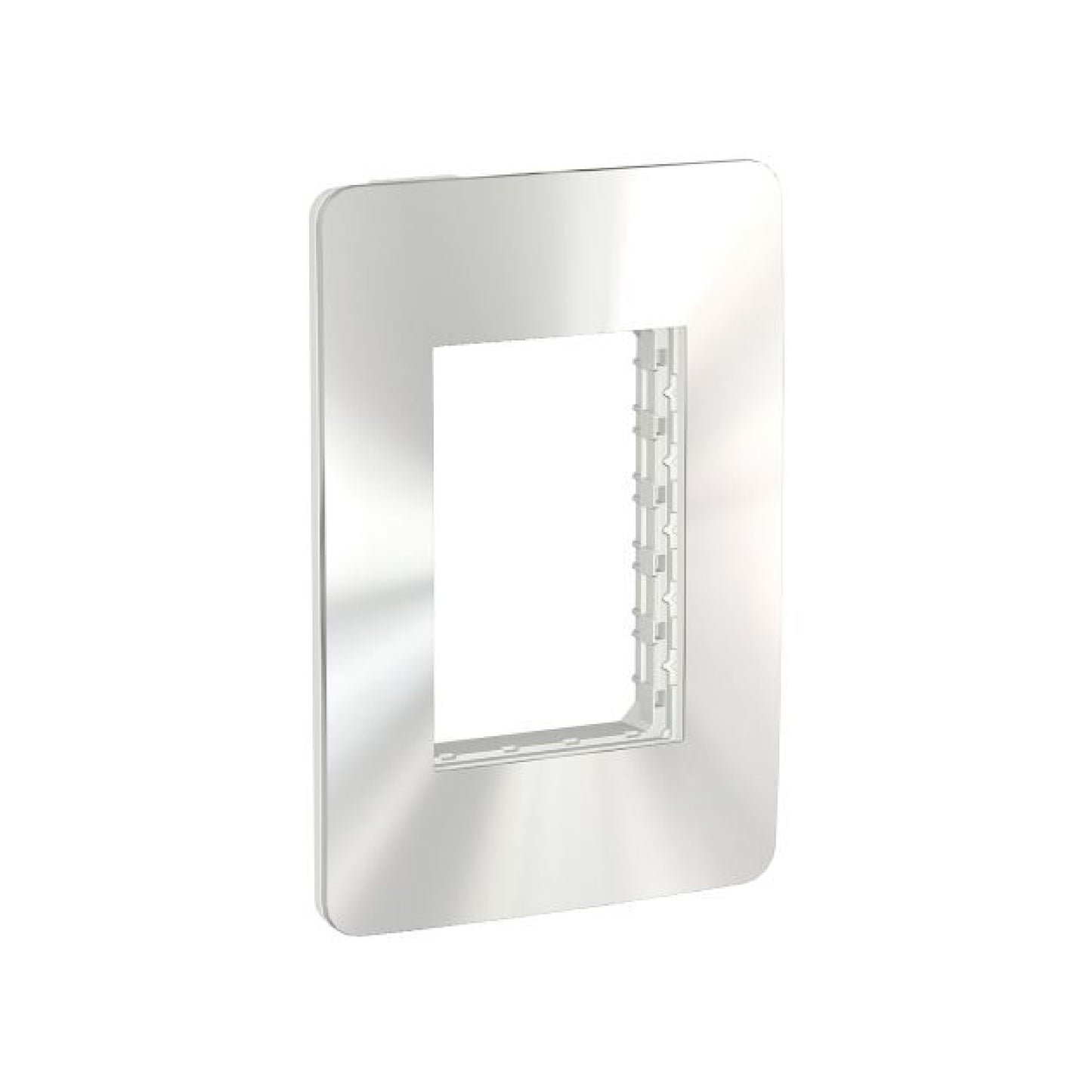 Placa de 3 Módulos y 1 Segmento color Cromo Orion Schneider Electric S737103425
