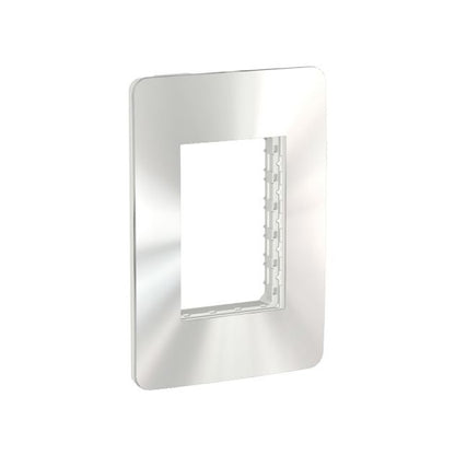 Placa de 3 Módulos y 1 Segmento color Cromo Orion Schneider Electric S737103425