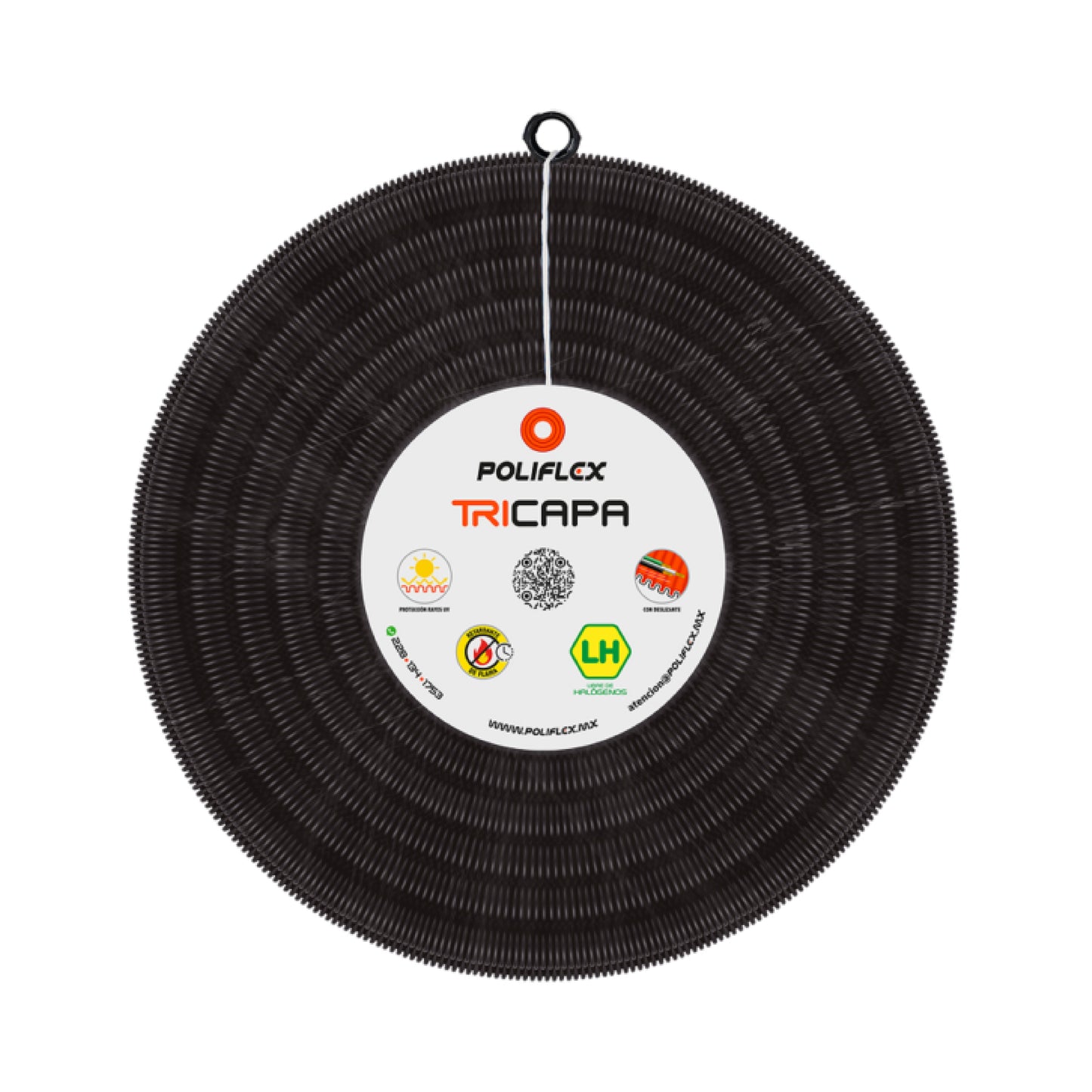 Poliducto Negro para exterior 3/4" con Guía 50m Poliflex