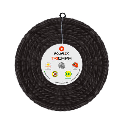 Poliducto Negro para exterior 3/4" con Guía 50m Poliflex