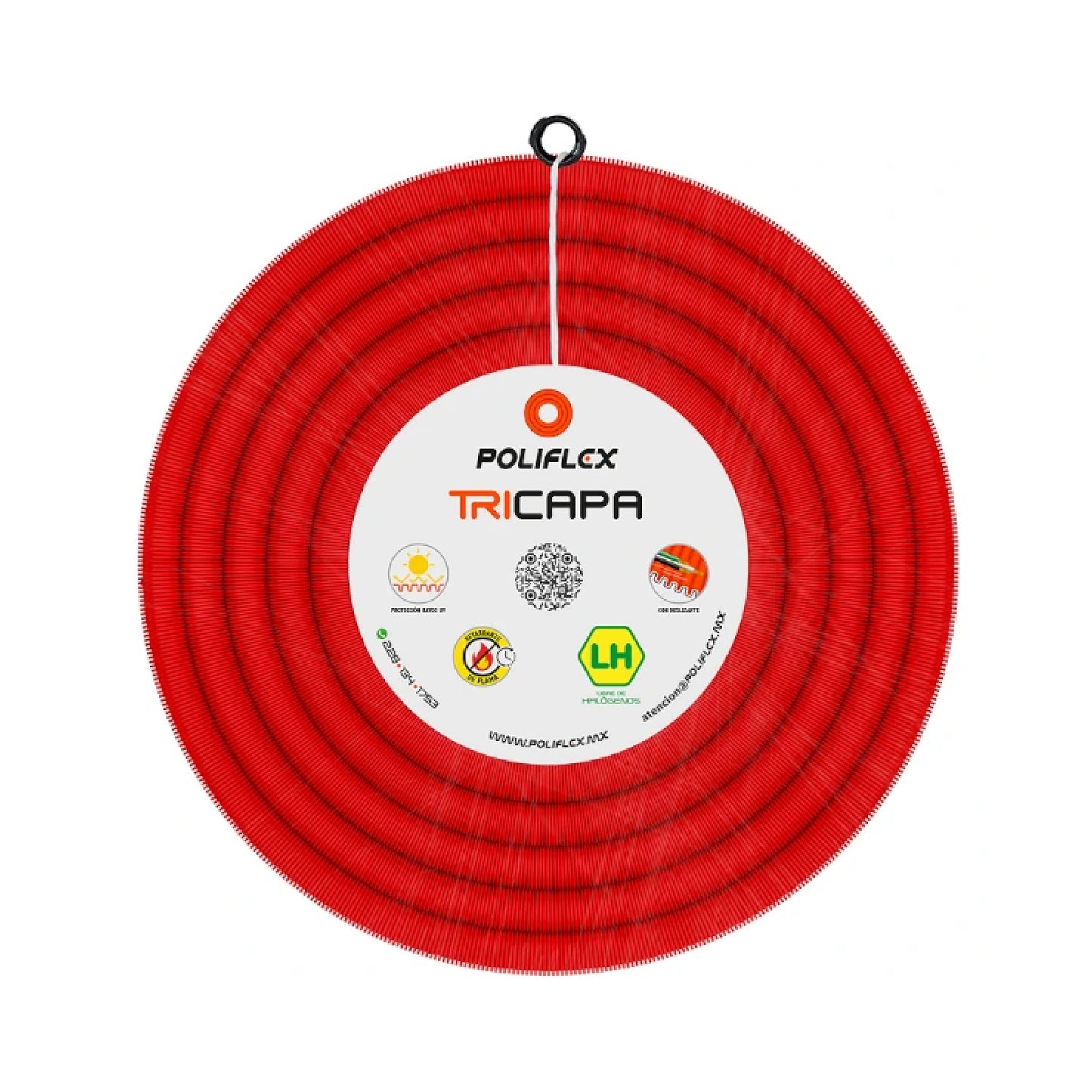 Poliducto Rojo pesado 1" con Guía 50m Poliflex