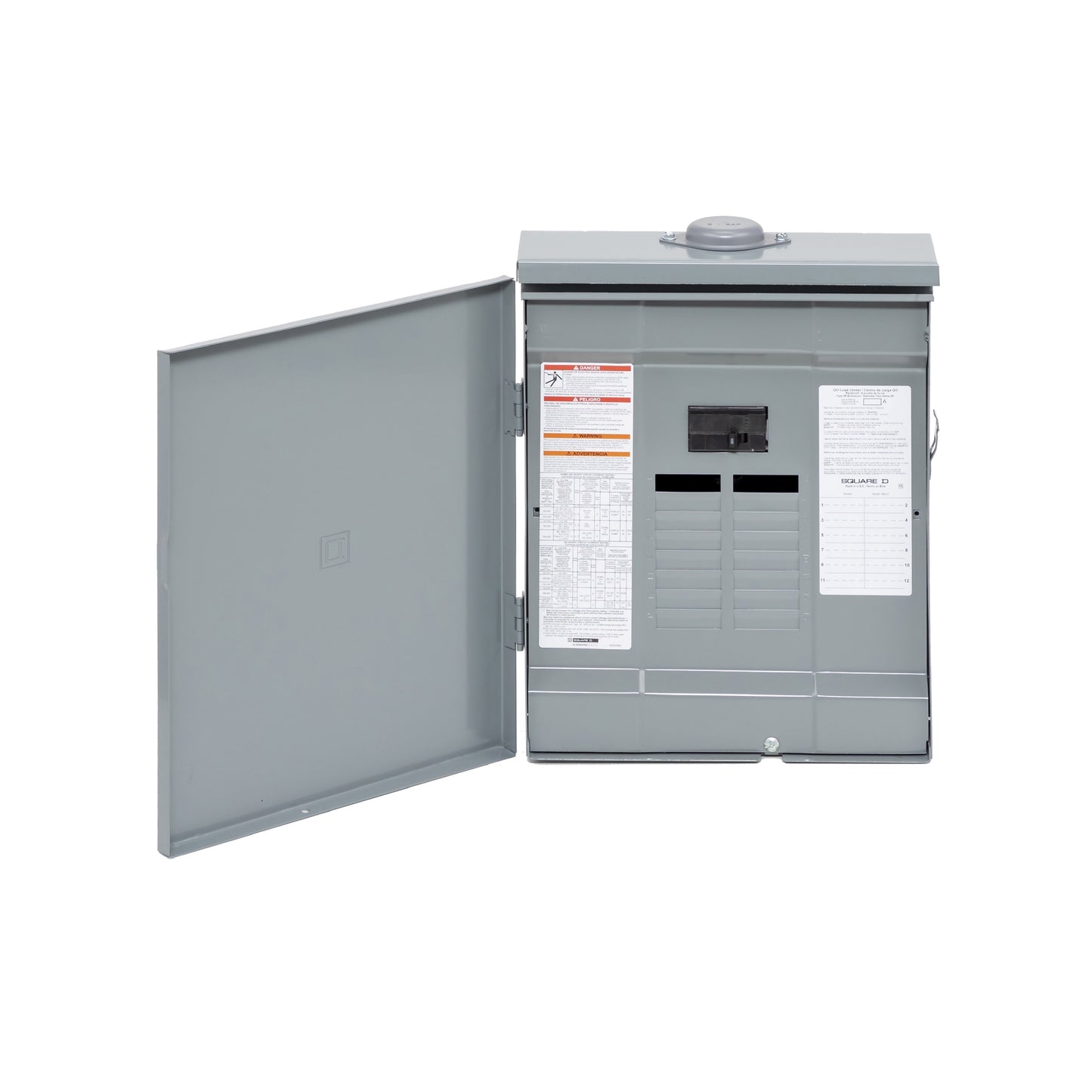 Centro de Carga QO Interruptor Principal 100 A, 1 F, 3H 12 Espacios, NEMA3R, Pon Schneider Electric QO112M100PRB