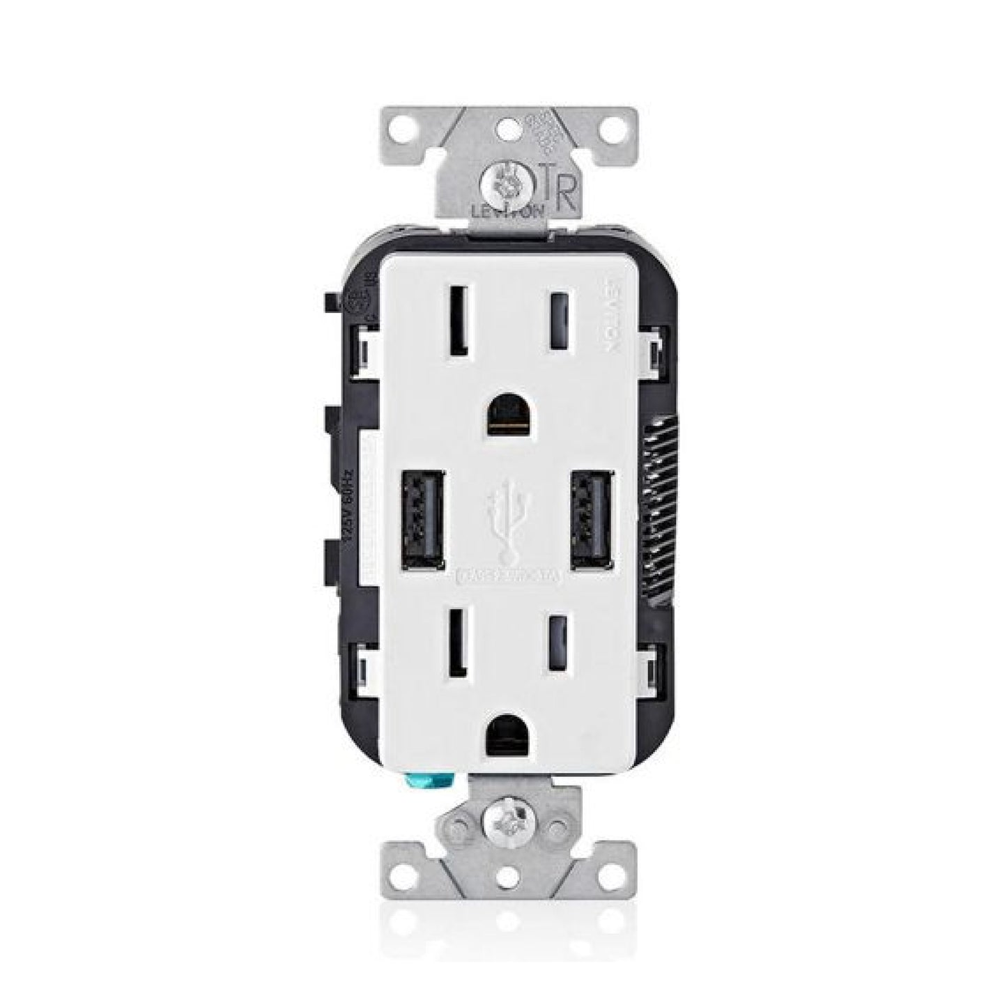 Contacto Dúplex Tamper Resistant con 2 Puertos USB 15A 125V Blanco Decora Leviton
