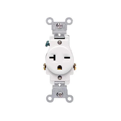 Contacto Sencillo Grado Comercial 20A 250V 2P 3H NEMA 6-20R Blanco Leviton