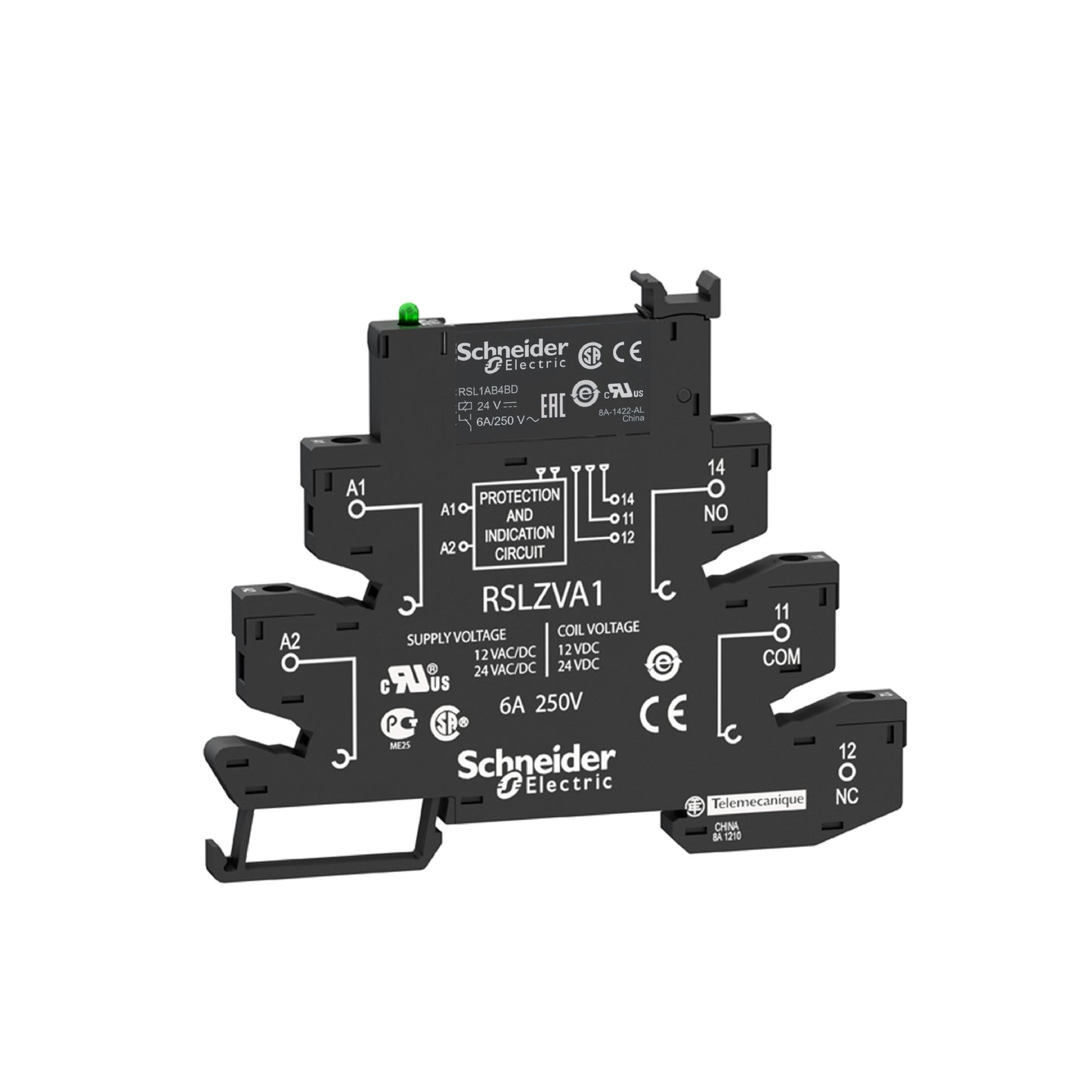 Slim Relay Mounted On Screw Socket With LED And Protection Circuit, 24 V Schneider Electric RSL1PVBU