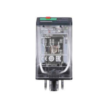 Universal Plug-IN Relay-Harmony Rum-2 C/o-120 V AC-10 A-With LED ((*)) Schneider Electric RUMC22F7