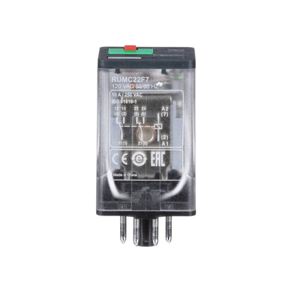 Universal Plug-IN Relay-Harmony Rum-2 C/o-120 V AC-10 A-With LED ((*)) Schneider Electric RUMC22F7
