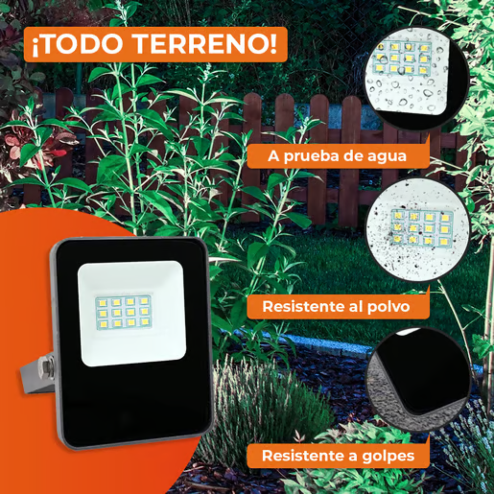 Reflector LED Luz Fría 10W Negro Tecnolite