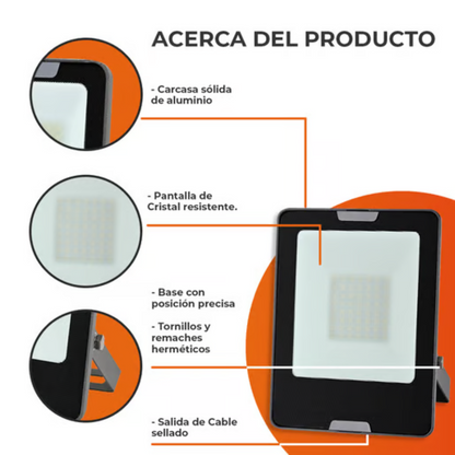 Reflector LED Luz Fría 50W Negro Zibal IV Tecnolite