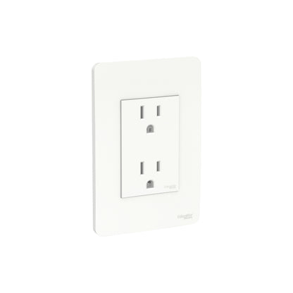 Contacto Dúplex con Placa Orion de 2 Polos + Tierra, 15A, 250 VCA, Color Blanco Schneider Electric S71322004