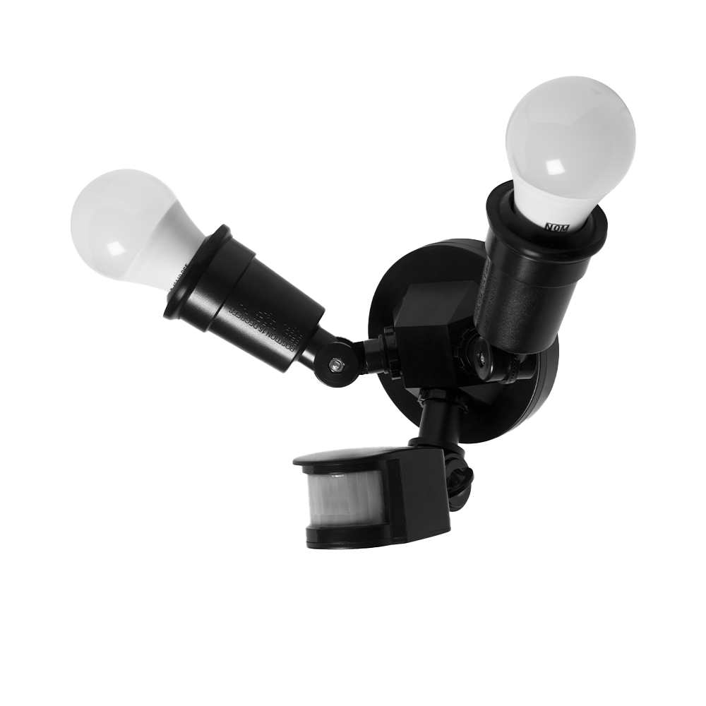 Lámpara 2xE27 con sensor de luz infrarroja 180° Negro Illux