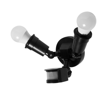 Lámpara 2xE27 con sensor de luz infrarroja 180° Negro Illux