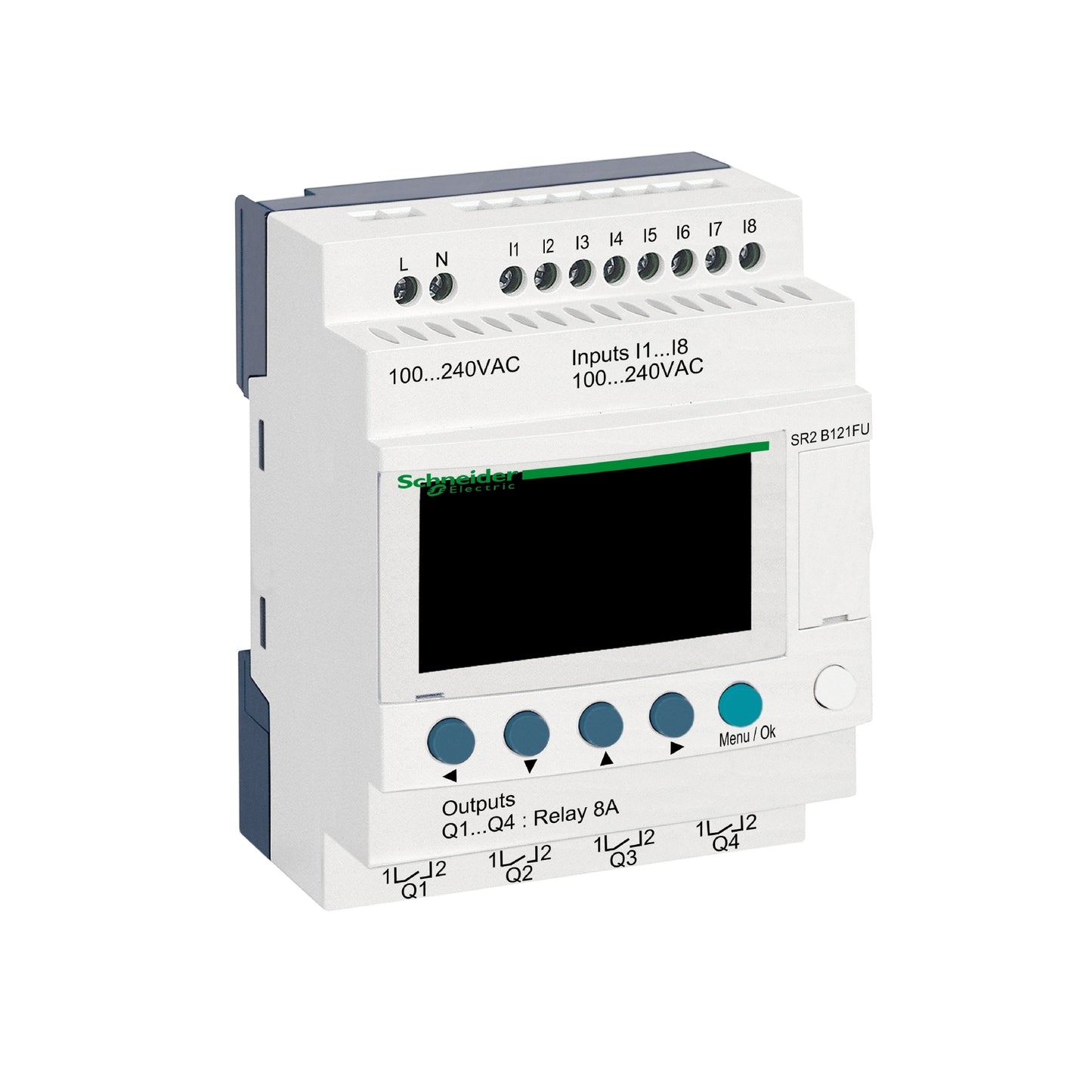 Compact Smart Relay Zelio Logic-12 I o-100..240 V AC-Clock-Display Schneider Electric SR2B121FU
