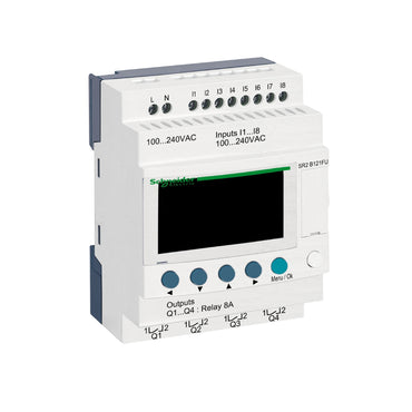 Compact Smart Relay Zelio Logic-12 I o-100..240 V AC-Clock-Display Schneider Electric SR2B121FU