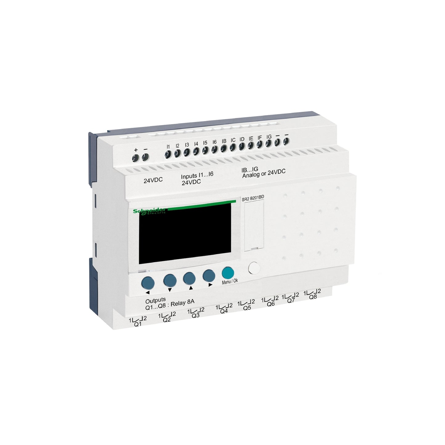 Compact Smart Relay Zelio Logic-20 I o-24 V DC-Clock-Display Schneider Electric SR2B201BD