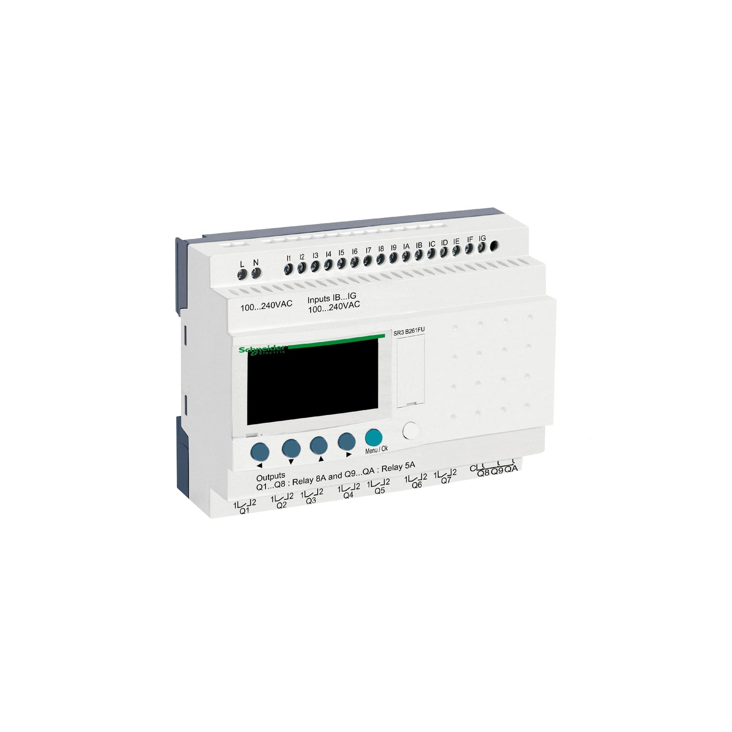 Relevador Inteligente Zeliologic de 100 a 240V con 26 Entradas/Salidas, Reloj y Pantalla Schneider Electric SR3B261FU