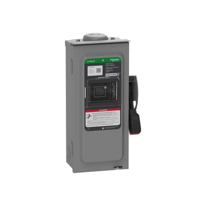 Interruptor de Seguridad, Uso Pesado, con Fusible, Ventana de Visualización, NEMA 3R, 600 V, 30 A, 3 Polos Schneider Electric VH361RB
