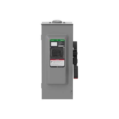 Interruptor de Seguridad, Uso Pesado, con Fusible, Ventana de Visualización, NEMA 3R, 600 V, 100 A, 3 Polos Schneider Electric VH363RB