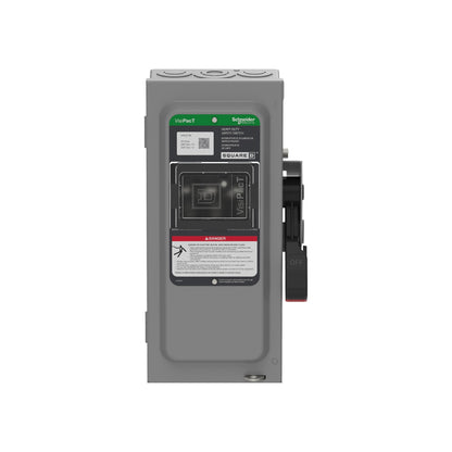Interruptor de Seguridad, Uso Pesado, sin Fusibles, Ventana de Visualización, NEMA 1,600 V, 30 A, 3 Polos Schneider Electric VHU361