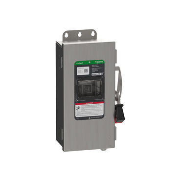 Interruptor de Seguridad, Uso Pesado, sin Fusibles, Ventana de Visualización, NEMA 4x, 600 V, 30 A, 3 Polos, Terminales de Conexión a Tierra Schneider Electric VHU361DSGL