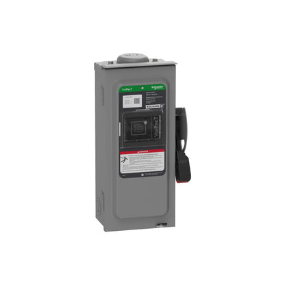 Interruptor de Seguridad, Uso Pesado, sin Fusibles, Ventana de Visualización, NEMA 3R, 600 V, 30 A, 3 Polos Schneider Electric VHU361RB