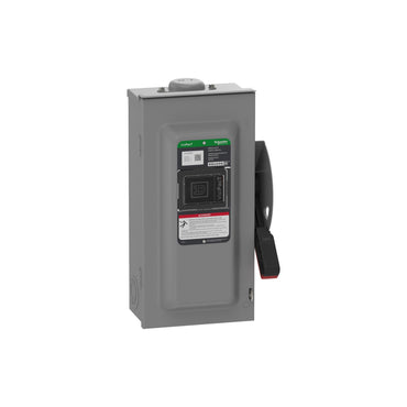 Interruptor de Seguridad, Uso Pesado, sin Fusibles, Ventana de Visualización, NEMA 3R, 600 V, 60 A, 3 Polos Schneider Electric VHU362RB