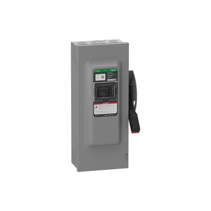 Interruptor de Seguridad, Uso Pesado, sin Fusibles, Ventana de Visualización, NEMA 1,600 V, 100 A, 3 Polos Schneider Electric VHU363