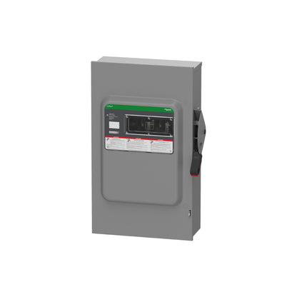 Interruptor de Seguridad, Uso Pesado, sin Fusibles, Ventana de Visualización, NEMA 3R, 600 V, 200 A, 3 Polos Schneider Electric VHU364R