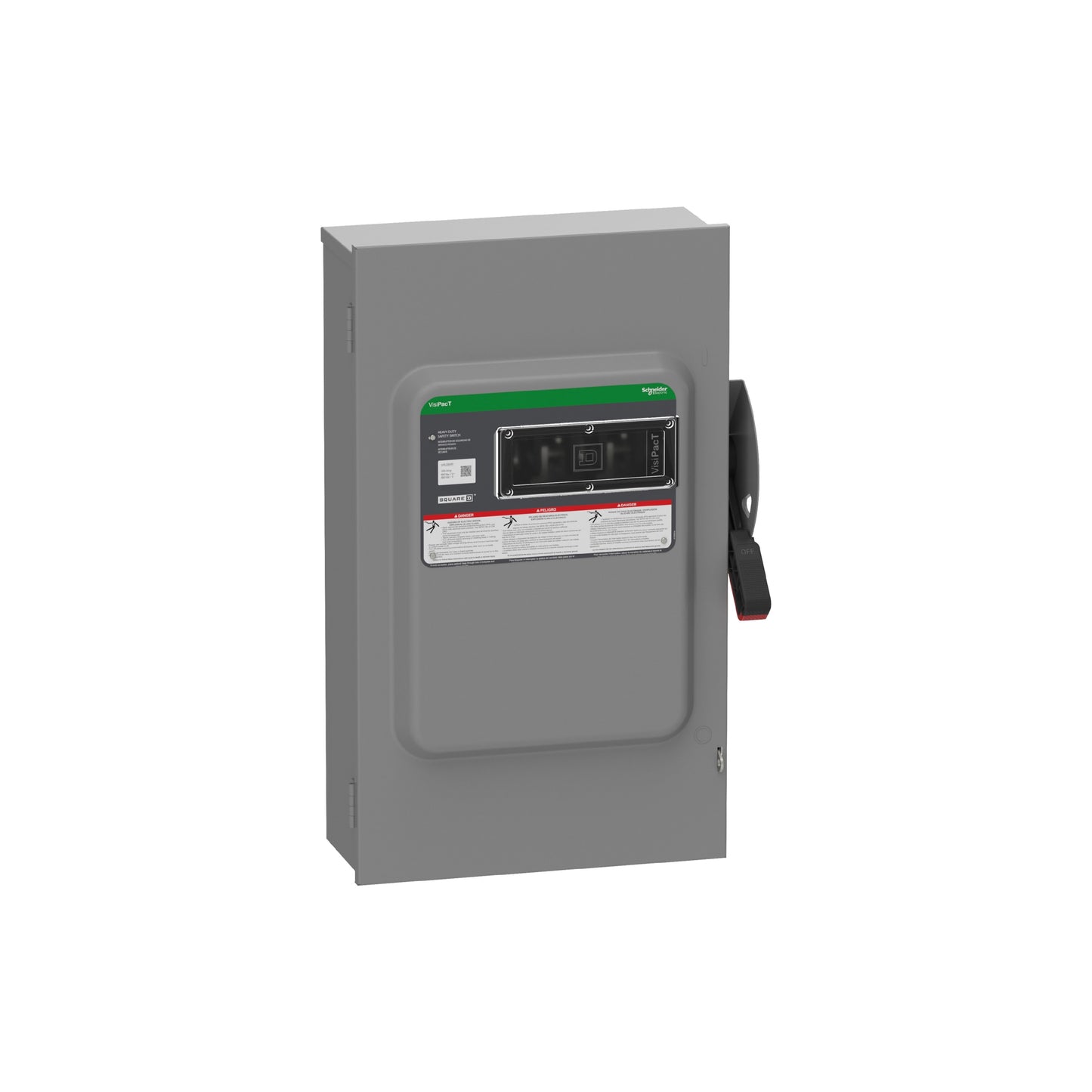 Interruptor de Seguridad, Uso Pesado, sin Fusibles, Ventana de Visualización, NEMA 3R, 600 V, 200 A, 3 Polos Schneider Electric VHU364R